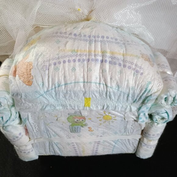 EUC: Handmade Bassinet Diaper Cake Great For Baby Shower Centerpiece - Picture 7 of 9
